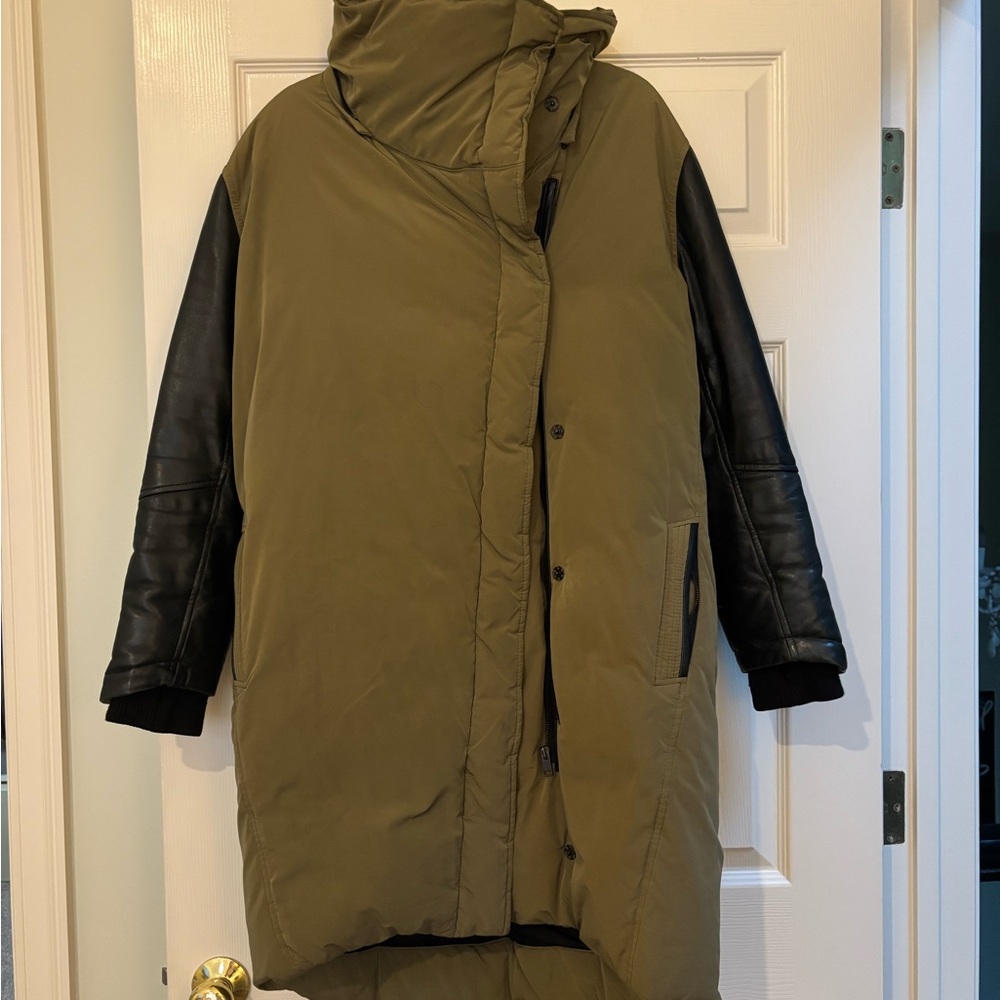 Lamarque Olive and Black Puffer Jacket